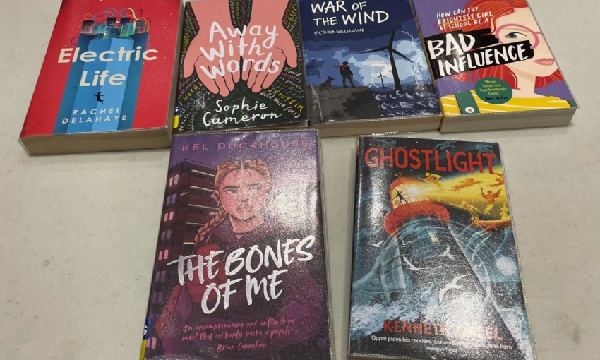 Image shows the 6 books pupils have read as part of the Hampshire School Library Service Book Award